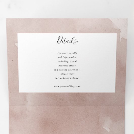 Eukalyptus-Aquarellpinke in einer Hochzeit Dreifach Gefaltete Einladung (Innen Erste Seite)