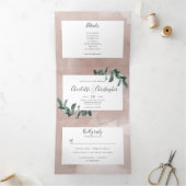 Eukalyptus-Aquarellpinke in einer Hochzeit Dreifach Gefaltete Einladung (Innenseite)
