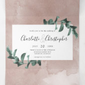 Eukalyptus-Aquarellpinke in einer Hochzeit Dreifach Gefaltete Einladung (Innenseite Mitte)