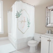 Eukalyptus-Aquarellrahmen Mit Monogramm Duschvorhang (Beispiel)