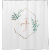 Eukalyptus-Aquarellrahmen Mit Monogramm Duschvorhang (Vorderseite)
