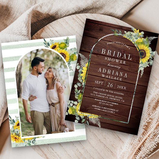 Eukalyptus-Arch-Foto Sonnenblume Brautparty Einladung
