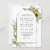 Eukalyptus Arch QR-Code Hochzeit von Sonnenblumen Einladung (Vorderseite)