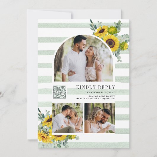 Eukalyptus Arch QR Code Hochzeitssonne Einladung (Rückseite)