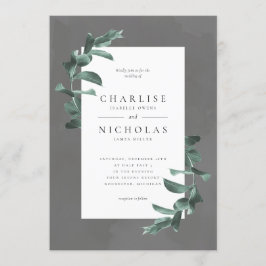 Eukalyptus auf graue Hochzeitseinladung Einladung