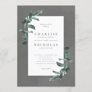 Eukalyptus auf graue Hochzeitseinladung Einladung