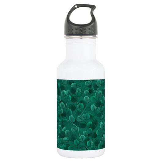 Eukalyptus auf Grün Edelstahlflasche (Vorderseite)