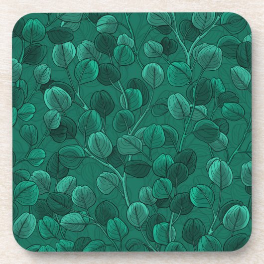 Eukalyptus auf Grün Getränkeuntersetzer (Vorderseite)