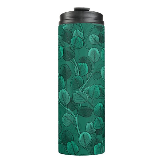 Eukalyptus auf Grün Thermosbecher (Vorderseite)