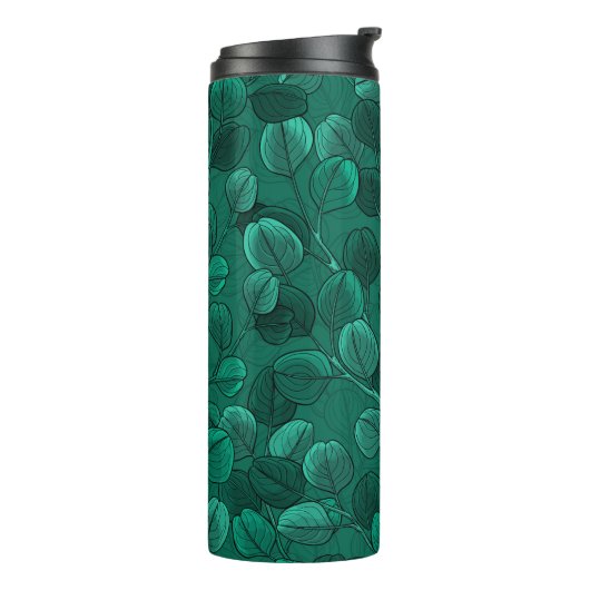 Eukalyptus auf Grün Thermosbecher (Nach links gedreht)