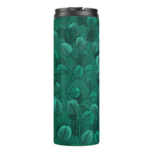Eukalyptus auf Grün Thermosbecher (Rückseite)