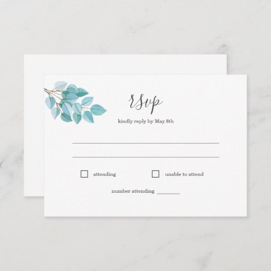 Eukalyptus + Auswahl an sukkulenten Mahlzeiten RSV RSVP Karte (Vorne/Hinten)