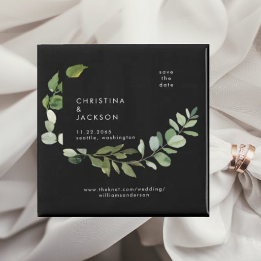 Eukalyptus B/W Hochzeitsplatz Save the Date Magnet