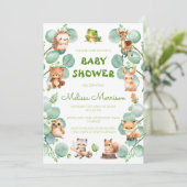 Eukalyptus Baby Boy Dusche Einladung (Stehend Vorderseite)