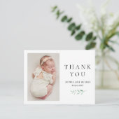 Eukalyptus baby danke Karte mit Foto (Stehend Vorderseite)