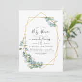Eukalyptus Baby Dusche Aquarellfarbe Einladung (Stehend Vorderseite)