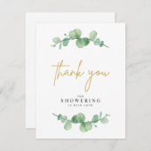 Eukalyptus Baby Dusche Aquarellfarben Danke Karte (Vorne/Hinten)