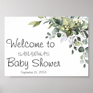 Eukalyptus Baby Dusche Begrüßungszeichen Poster