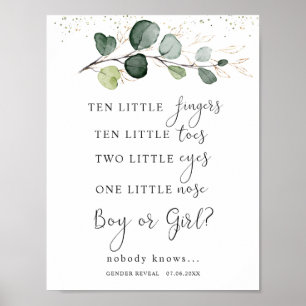 Eukalyptus Baby Dusche Zehn kleine Fingers untersc Poster