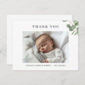 Eukalyptus baby Geburtsankündigung Fotokarte Postkarte (Vorne/Hinten)