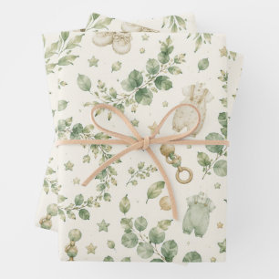 Eukalyptus-Baby-Party Geschlechtsneutrale Geschenk Geschenkpapier Set