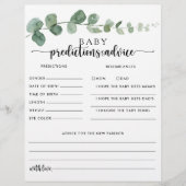 Eukalyptus Baby Predictions and Advice Cards (Vorderseite)