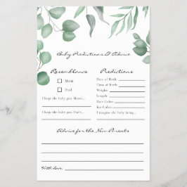 Eukalyptus Baby Shower Game Vorhersagen & Ratschlä Flyer