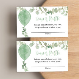 Eukalyptus-Babydusche-Windeln-Tombola Begleitkarte
