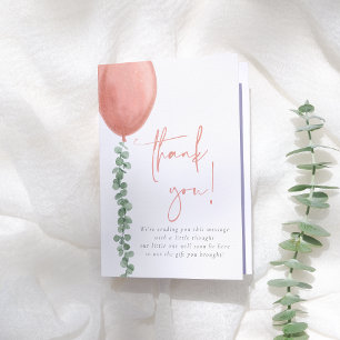 Eukalyptus & Balloon Girl Baby Dusche Dankeskarte