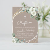 Eukalyptus Baptism Baby Dedication Einladung (Stehend Vorderseite)
