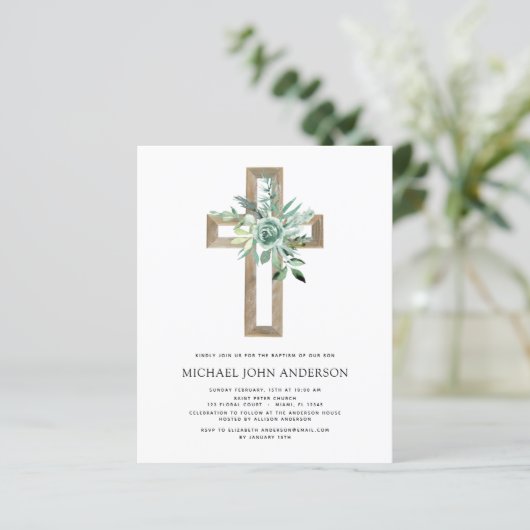 Eukalyptus Baptismus Grüne Einladung (Stehend Vorderseite)