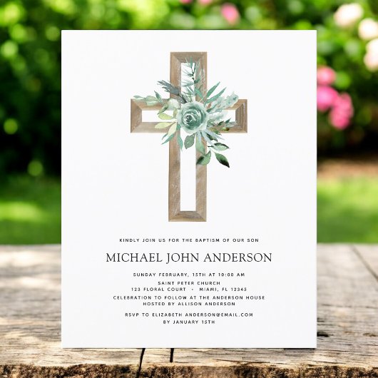 Eukalyptus Baptismus Grüne Einladung Flyer