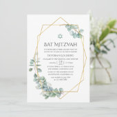Eukalyptus Bat Mitzvah Invita Einladung (Stehend Vorderseite)