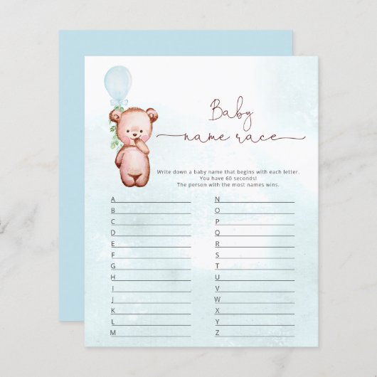 Eukalyptus Bear Baby Name Race Baby Shooting Game (Vorne/Hinten)