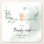 Eukalyptus Bear Baby Shower Rechteckiger Pappuntersetzer (Vorderseite)