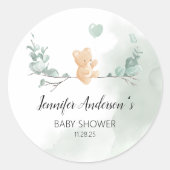Eukalyptus Bear Baby Shower Runder Aufkleber (Vorderseite)