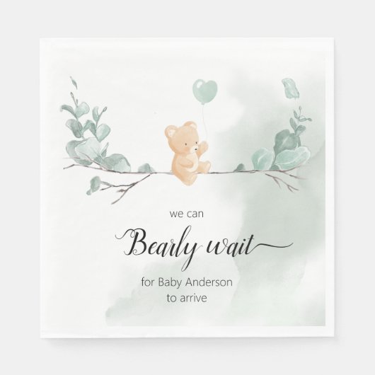 Eukalyptus Bear Baby Shower Serviette (Vorderseite)