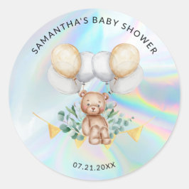 Eukalyptus Bear Balloons Holographic Baby Show Runder Aufkleber