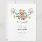 Eukalyptus Bear Couple Baby Shower Greenery Script Einladung (Vorderseite)