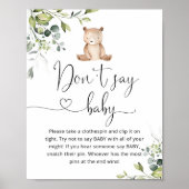 Eukalyptus bear Don't say baby dusche game Poster (Vorne)