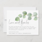 Eukalyptus Beerdigung Beileid Liebe und Dankkarte Einladung (Vorderseite)