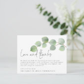Eukalyptus Beerdigung Beileid Liebe und Dankkarte Einladung (Stehend Vorderseite)