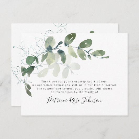 Eukalyptus-Beerdigung - Gedenkstein Vielen Dank Dankeskarte (Vorne/Hinten)