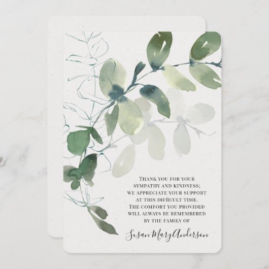 Eukalyptus-Beerdigung - Gedenkstein Vielen Dank Dankeskarte (Vorne/Hinten)