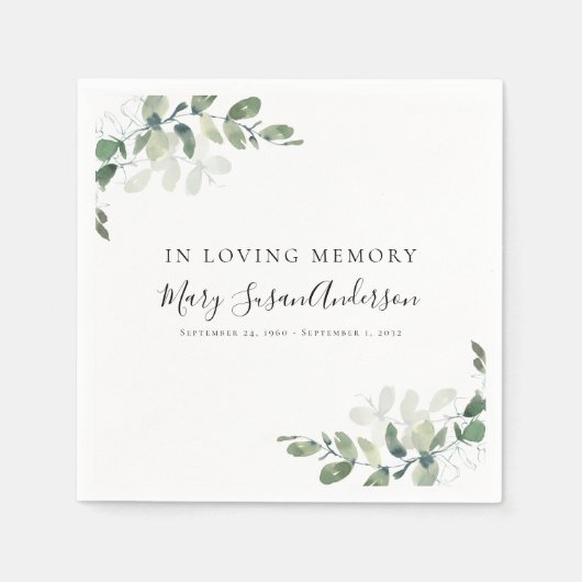 Eukalyptus-BeerdigungsGedenkmal Geweckt im Gedächt Serviette (Vorderseite)