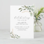 Eukalyptus-Beerdigungsordnung des Dienstprogramms Einladung (Stehend Vorderseite)