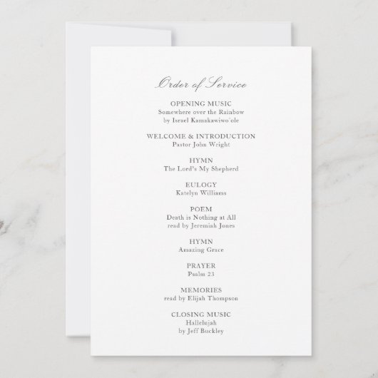 Eukalyptus-Beerdigungsordnung des Dienstprogramms Einladung (Rückseite)