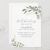 Eukalyptus-Beerdigungsordnung des Dienstprogramms Einladung (Vorne/Hinten)