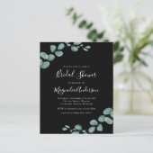 Eukalyptus Black Bridal Dusche Einladung (Stehend Vorderseite)
