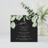 Eukalyptus Black Bridal Dusche Einladung (Stehend Vorderseite)